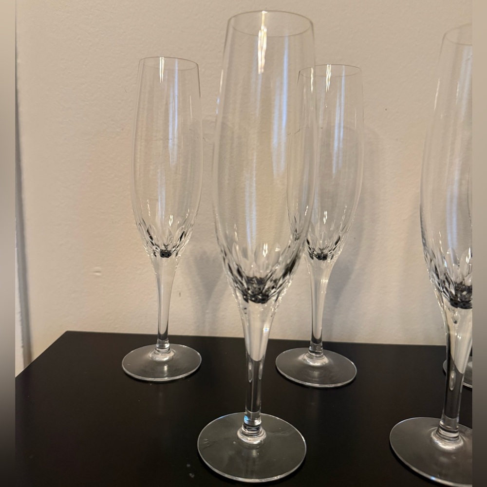 Vintage Crystal Champagne Glasses Flutes - Set of 5 - Picture 3 of 7
